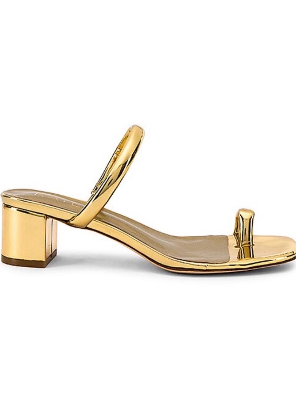 Raye Baby Heel Gold Sandals Size 8
